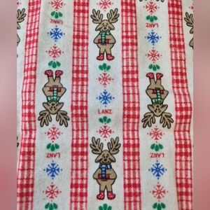1995 Lanz Reindeer Christmas Flannel Fabric 31x44 Vintage Holiday